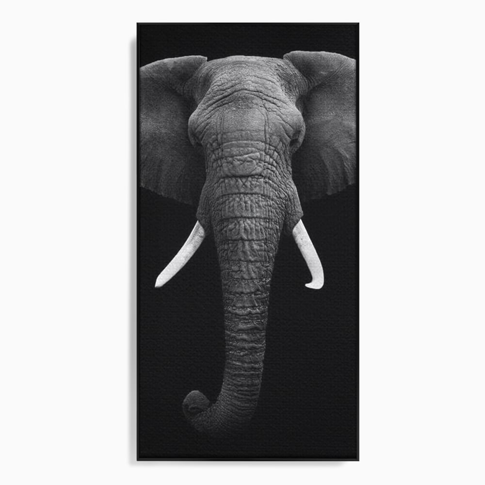 Tablou canvas cu tablou canvas cu cap de elefant, in rama de aluminiu negru